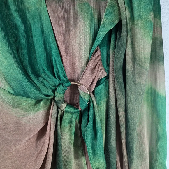 Bailey 44 Cosmic Watercolor Tie Front Mini Dress Green Pink Small - Picture 9 of 11